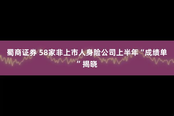 蜀商证券 58家非上市人身险公司上半年“成绩单”揭晓