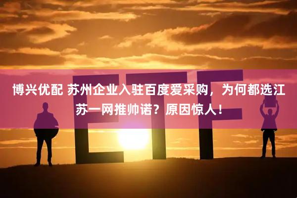 博兴优配 苏州企业入驻百度爱采购，为何都选江苏一网推帅诺？原因惊人！